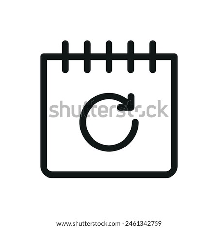 Calendar refresh isolated icon, rebooking vector icon with editable stroke