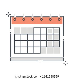 Calendar related color line vector icon, illustration. The icon is about month, time, time table. The composition is infinitely scalable.