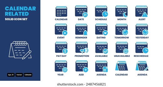 calendar related colored icon vector design good for web and mobile app