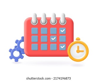 Calendar reminder automatic. Organizer settings. Managing reminders and alerts. time management control 3d consept. Vecor icon