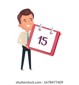 calendar reminder with businessman isolated icon vector illustration design