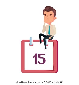 calendar reminder with businessman isolated icon vector illustration design