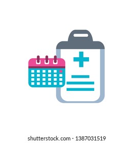 calendar reminder with clipboard of document of hospital