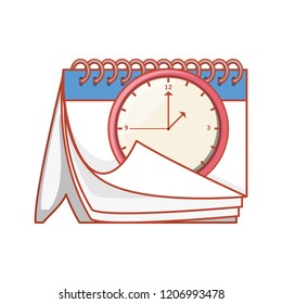 calendar reminder with clock isolated icon