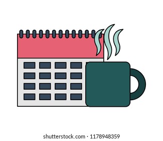 calendar reminder with cup coffee isolated icon