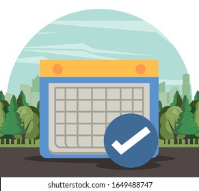 calendar reminder date with chek symbol vector illustration design