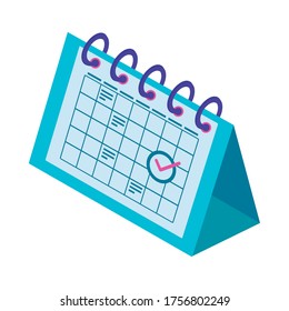 diseño de ilustración vectorial de icono isométrico de fecha recordatorio de calendario