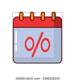 calendar reminder date with percent symbol vector illustration design