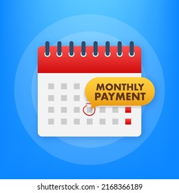 Calendar reminder. Finance isometric. Monthly payment. Vector stock illustration