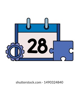 calendar reminder with gear and puzzle