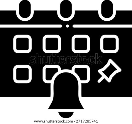Calendar Reminder Icon with Bell and Push Pin