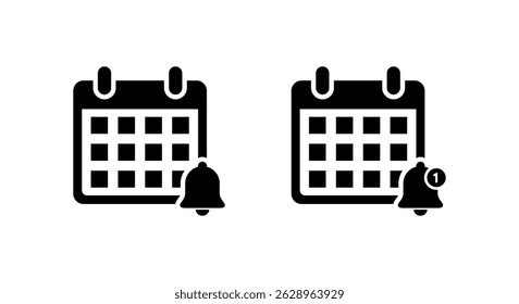Ícone de lembrete do calendário. Símbolo de sinal de campainha de notificação de data
