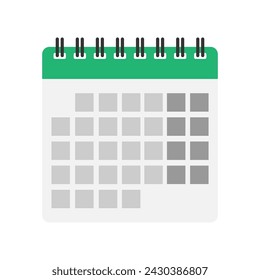 calendar reminder isolated on white, vector simple illustration of cartoon calendar icon with marked dates