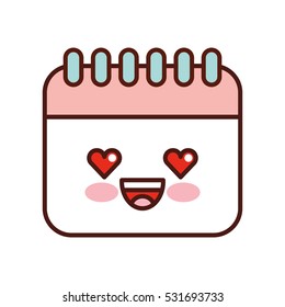 calendar reminder kawaii style isolated icon vector illustration design