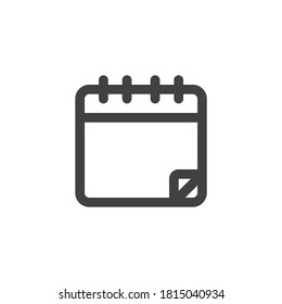 Icono de línea de recordatorio de calendario. signo de estilo lineal para concepto móvil y diseño web. Icono del vector de esquema de la página del calendario. Símbolo, ilustración del logotipo. Gráficos vectoriales