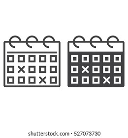 Calendar reminder line icon, outline and filled vector sign, linear and full pictogram isolated on white, logo illustration