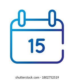 calendar reminder with number 15 gradient style icon vector illustration design