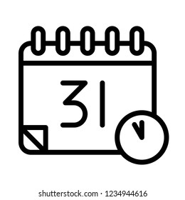 calendar reminder plan Xmas editable outline icon.
