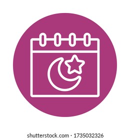 calendar reminder with star and moon vector illustration design