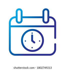 calendar reminder with watch gradient style icon vector illustration design
