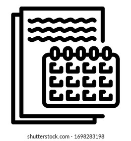 Icono de informe de calendario. Icono de vector de informe de calendario de esquema para diseño web aislado en fondo blanco