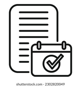 Calendar report icon outline vector. Document data. Chart graphic