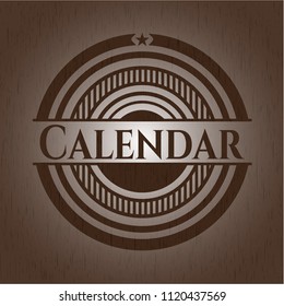 Calendar retro wood emblem