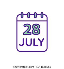 Calendar RGB color icon. Daily schedule. Establishment routine. Staying up-to-date. Daily planner. Productivity and organizing increasing. Making long-term planning. Isolated vector illustration