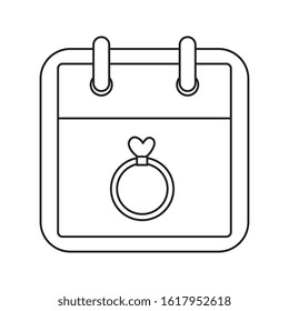 calendar and ring with heart isolated icon vector illustration design