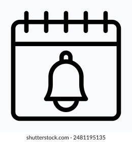 Calendar With Ringing Bell Vector Icon. Lineal Vector Icon.