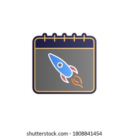 Calendar, rocket color gradient vector icon