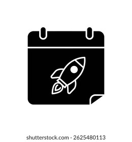 Kalender mit Raketensymbol für Zeitmanagement und Geschäftswachstum