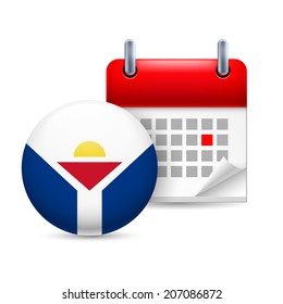 Calendar and round flag icon. National holiday in Saint Martin