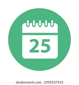 Calendar Round Icon Vector Illustration Isolated on Transparent Background. Use for Xmas, Decoration, Greeting Card Etc.