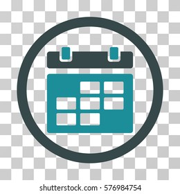 Calendar rounded icon. Vector bicolor illustration style is a flat iconic symbol inside a circle, soft blue colors, transparent background. Designed for web and software interfaces.