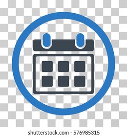 Calendar rounded icon. Vector bicolor illustration style is a flat iconic symbol inside a circle, smooth blue colors, transparent background. Designed for web and software interfaces.