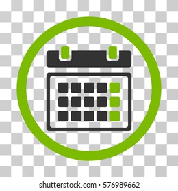 Calendar rounded icon. Vector bicolor illustration style is a flat iconic symbol inside a circle, eco green and gray colors, transparent background. Designed for web and software interfaces.