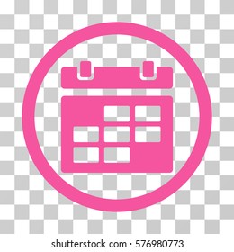 Calendar rounded icon. Vector illustration style is a flat iconic symbol inside a circle, pink color, transparent background. Designed for web and software interfaces.