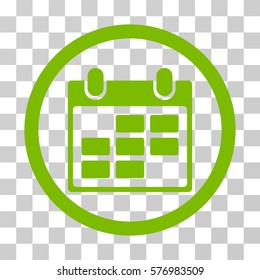 Calendar rounded icon. Vector illustration style is a flat iconic symbol inside a circle, eco green color, transparent background. Designed for web and software interfaces.