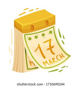 Calendar with Saint Patrick Feast Date Vector Illustration