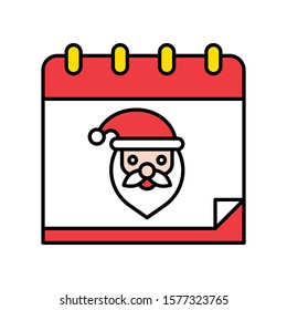 calendar and santa smile face vector in filled design 