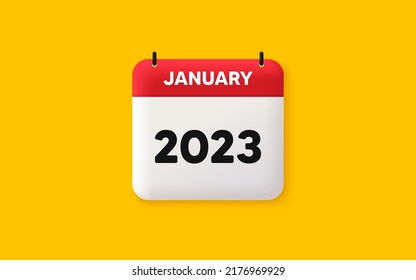 Calendar schedule 3d icon. January month icon. Event schedule Jan date. Meeting appointment planner. Agenda plan, Month schedule 3d calendar and Time planner. January day reminder. 2023 year. Vector