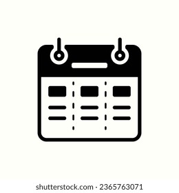 calendario, programa icono negro, icono aislado en fondo claro, perfecto para sitio web, blog, logotipo, diseño gráfico, medios sociales, interfaz de usuario, aplicación móvil