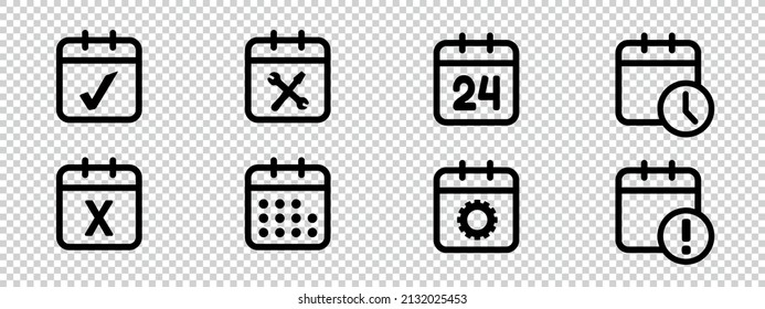 Calendar Schedule Business Icon Set - Vector Illustrations Isolated On Transparent Background