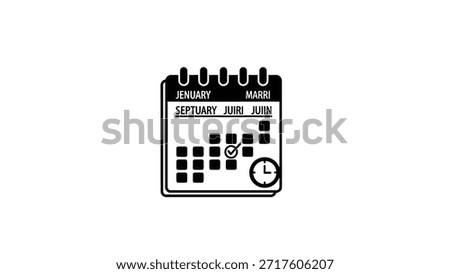 Calendar Schedule with Clock and Checkmark Icon.
