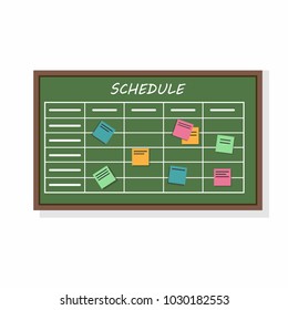 Calendar schedule with collaboration plan and stickers. Business planning or scheduling work. Vector