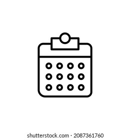Calendario, Programación, Icono de línea de fecha, Vector, Ilustración, Plantilla de logotipo. Idóneo Para Muchos Fines.