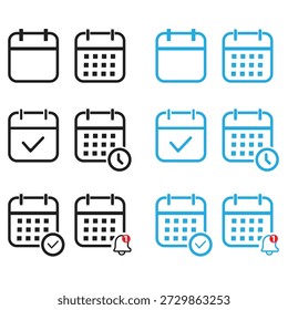 Conjunto de Ícones de Agenda de Calendário e Gerenciamento de Datas