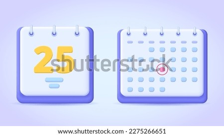Calendar, schedule, day, date, application, deadline, time organisation icon. 3d vector illustration. Three dimensional modern icon set.