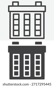 Calendario programar diferente conjunto de iconos de estilo. Línea y contorno con versión de icono sólido, signo de Vector de trazo editable y símbolo. Icono de calendario para planificación y eventos.